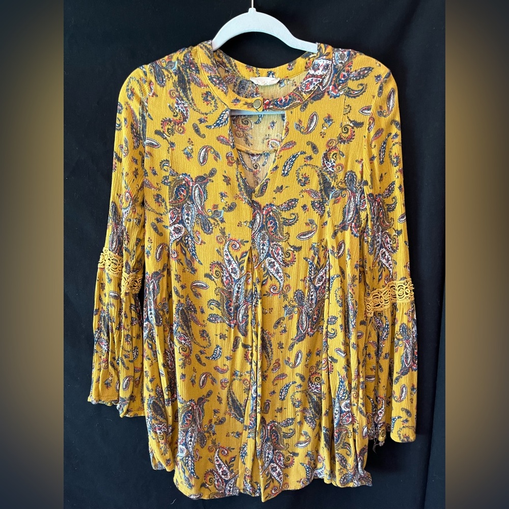 Long Sleeve Alter’d State Mustard Paisley Dress